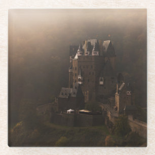 Burg Eltz castle in the morning fog Glass Coaster
