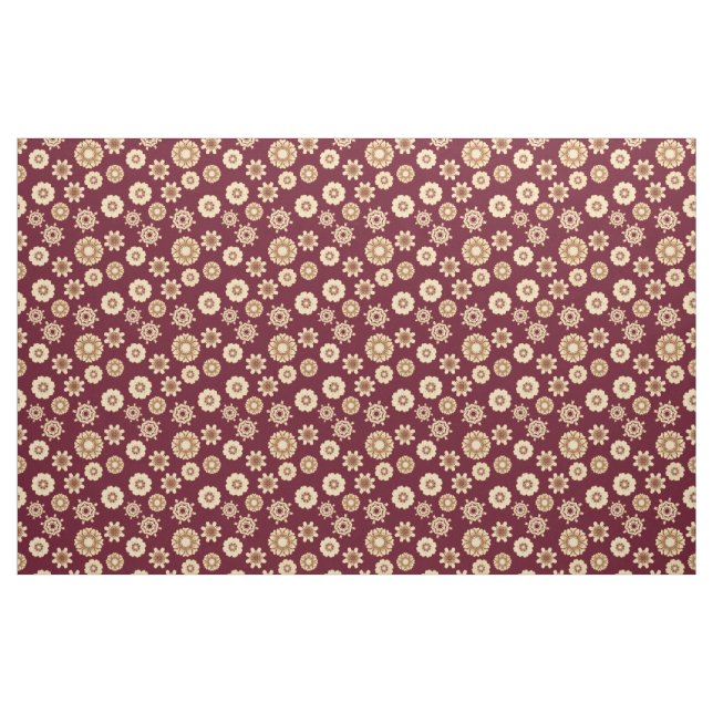 Burgandy and Gold Baroque Style Floral Pattern Fabric (Fat Quarter)