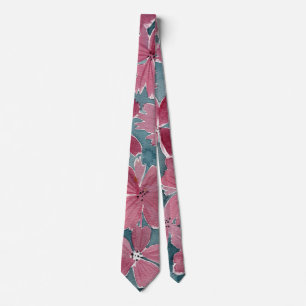 Burgandy and Slate Watercolor Floral Tie