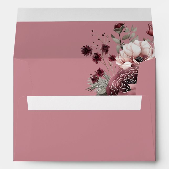 Burgandy Dusty Rose Wedding  Envelope (Back (Bottom))