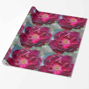 Burgandy Flower Wrapping Paper-Design 2 Paper