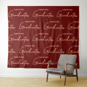 Burgandy Gold Class of 2024 Graduates Graduation Tapestry