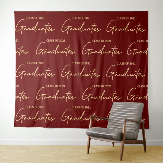 Burgandy Gold Class of 2024 Graduates Graduation Tapestry (In Situ (Horizontal))