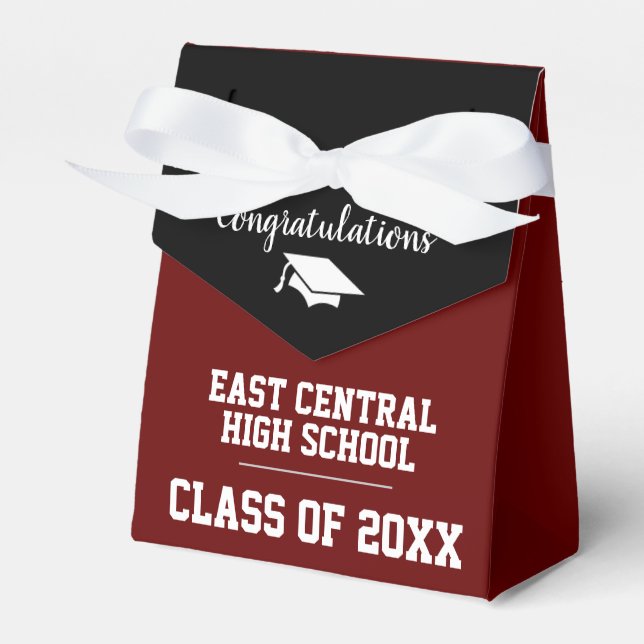 Burgandy High School Graduation Party Favour Box (Front Side)