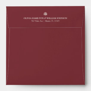 Burgandy Square Minimalist Wedding Envelope
