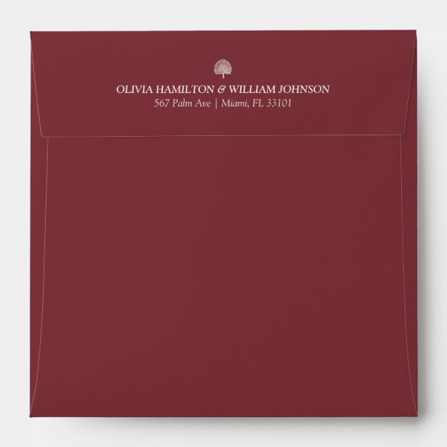 Burgandy Square Minimalist Wedding Envelope (Back (Top Flap))