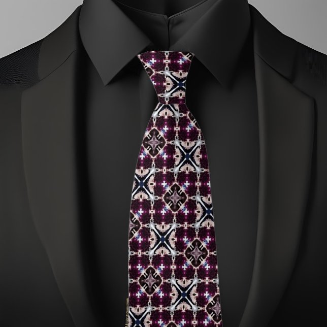 Burgandy Squares and X Pattern Necktie (Creator Uploaded)