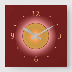 Burgandy with Bright Rose/Orange Circle > Clocks