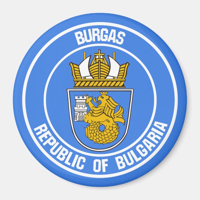 Burgas Round Emblem Magnet (Front)
