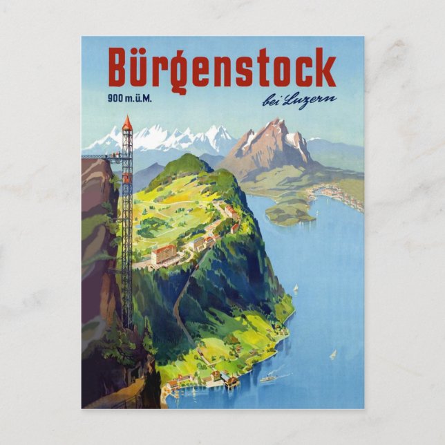 Burgenstock landscape, view point, Switzerland Postcard (Front)