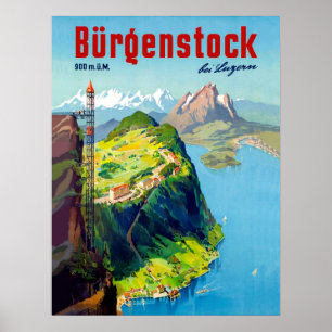 Burgenstock landscape, view point, Switzerland Poster