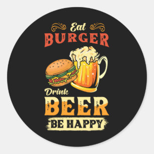 Burger And Beer Classic Round Sticker