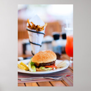 Burger and french fries poster