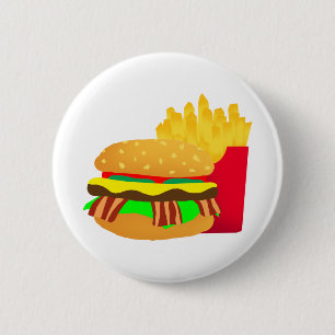 Burger and Fries 6 Cm Round Badge