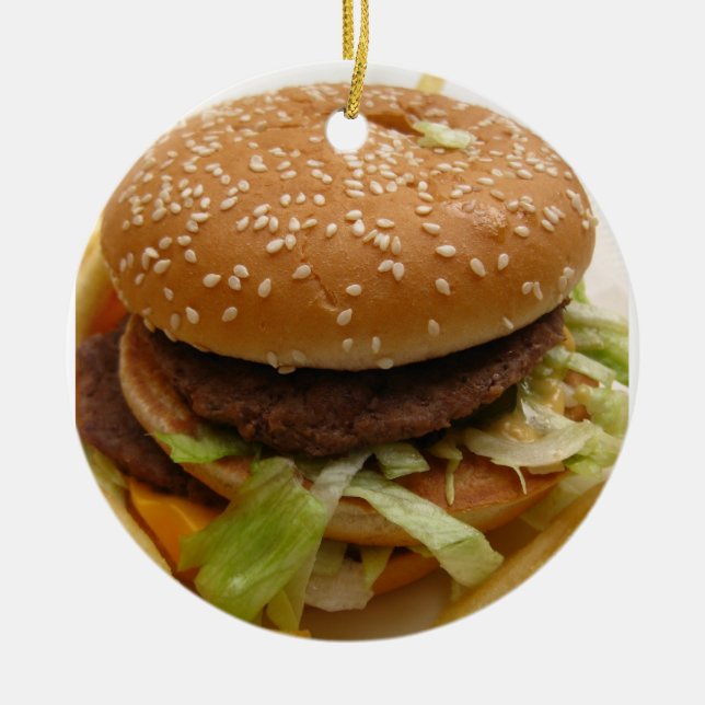 burger and fries ceramic tree decoration (Front)