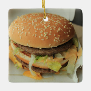 burger and fries ceramic tree decoration