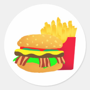 Burger and Fries Classic Round Sticker