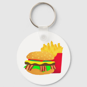 Burger and Fries Key Ring