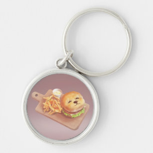 Burger and Fries Key Ring
