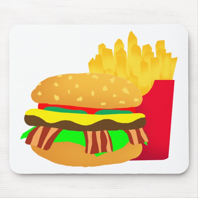 Burger and Fries Mouse Pad (Front)