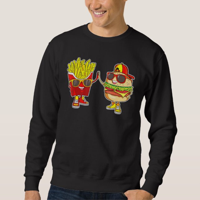 Burger And Fries Trendy Weird Bff Fast Food Who Lo Sweatshirt (Front)