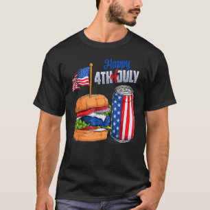 Burger And Soda Can Usa American Flag Patriotic 4t T-Shirt