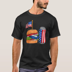 Burger And Soda Can Usa American Flag Patriotic 4t T-Shirt