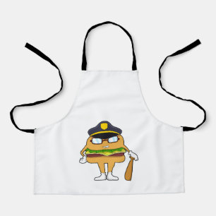 Burger as Police officer with Police hat Apron
