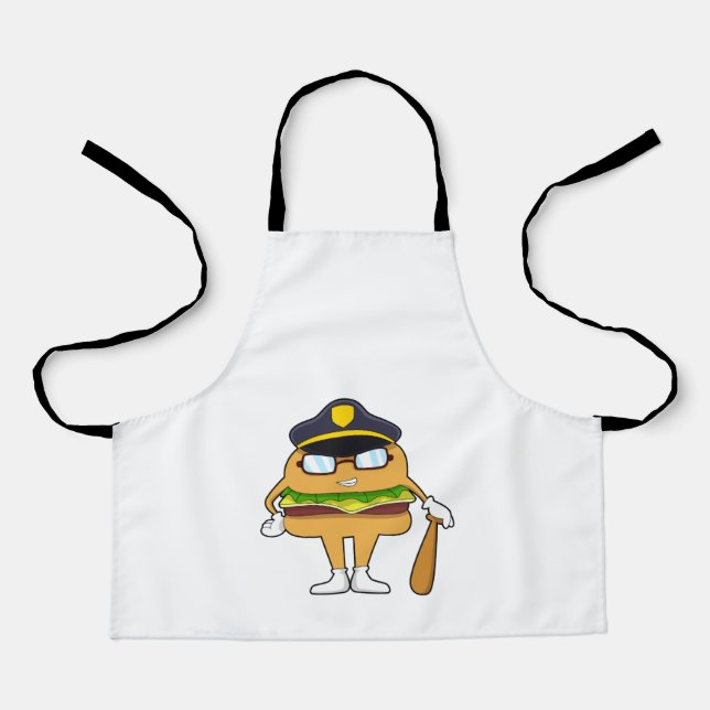 Burger as Police officer with Police hat Apron (Front)