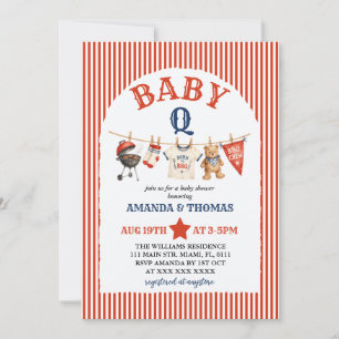 Burger Baby-Q Bear Baby Shower Invitation