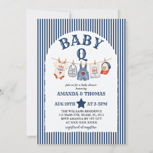 Burger Baby-Q Blue Boy Baby Shower Invitation