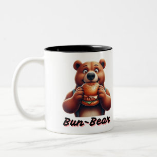 Burger Bear - Funny Foodie Animal Cartoon Art Two-Tone Coffee Mug