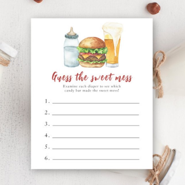 Burger beer baby shower Guess the sweet mess game (Creator Uploaded)