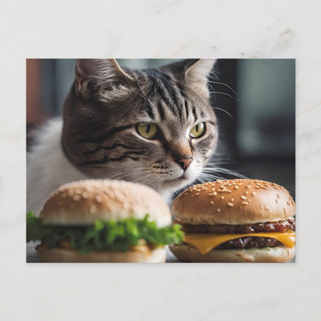 Burger Buddy- cat art Postcard (Front)