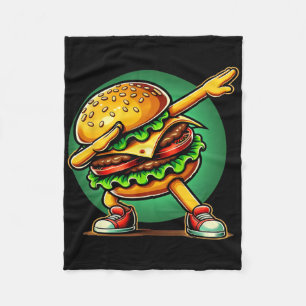 Burger Dabbing Dancing Funny Burger Hamburger Food Fleece Blanket
