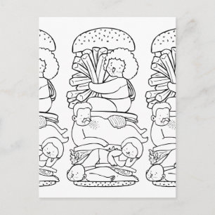 Burger Doodle Art Postcard