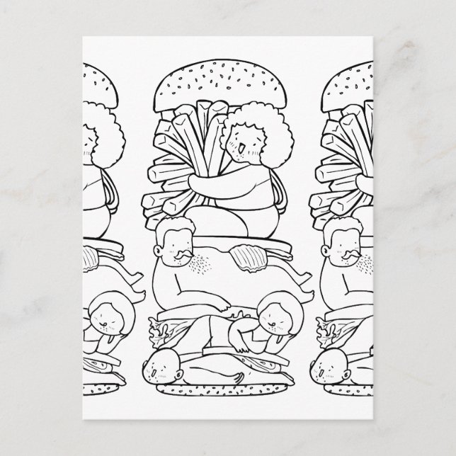 Burger Doodle Art Postcard (Front)