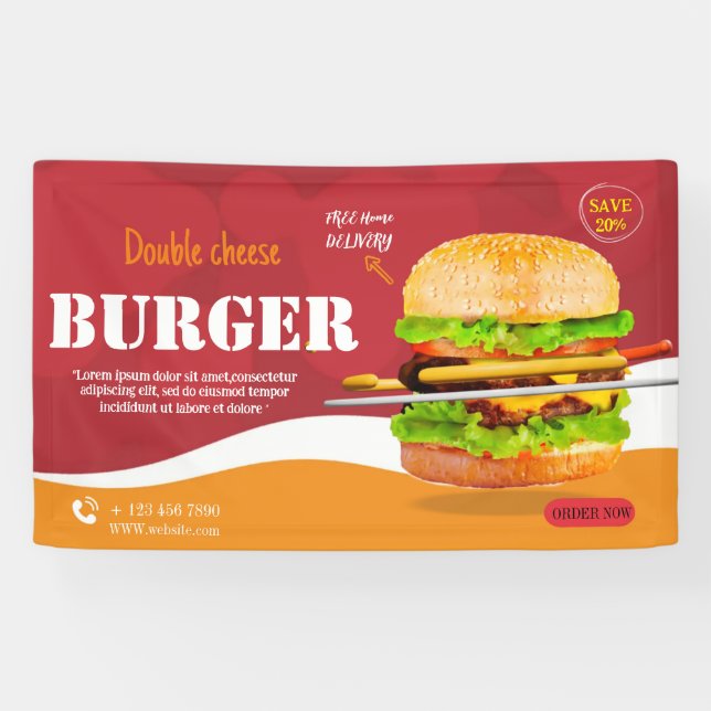 Burger fast food menu barbecue Hamburger cute Banner (Horizontal)