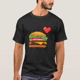 Burger Fastfood Videogame Funny Gamers Pixelated D T-Shirt