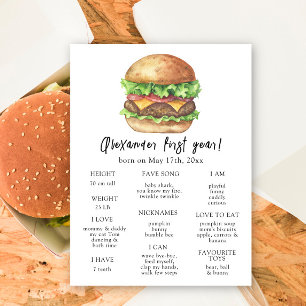 Burger First Birthday Milestone Birthday Poster