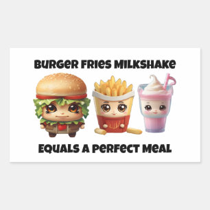 Burger fries milkshake chibi rectangular sticker