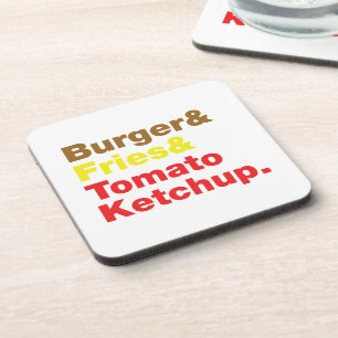 Burger & Fries & Tomato Ketchup. Coaster