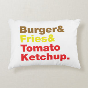 Burger & Fries & Tomato Ketchup. Decorative Cushion