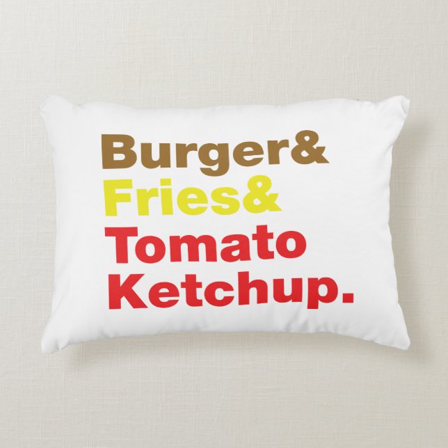 Burger & Fries & Tomato Ketchup. Decorative Cushion (Front)