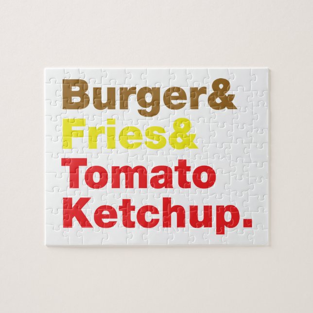 Burger & Fries & Tomato Ketchup. Jigsaw Puzzle (Horizontal)