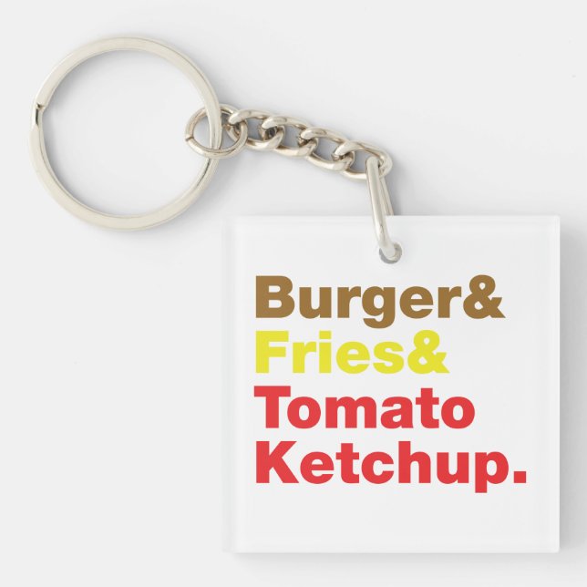 Burger & Fries & Tomato Ketchup. Key Ring (Front)