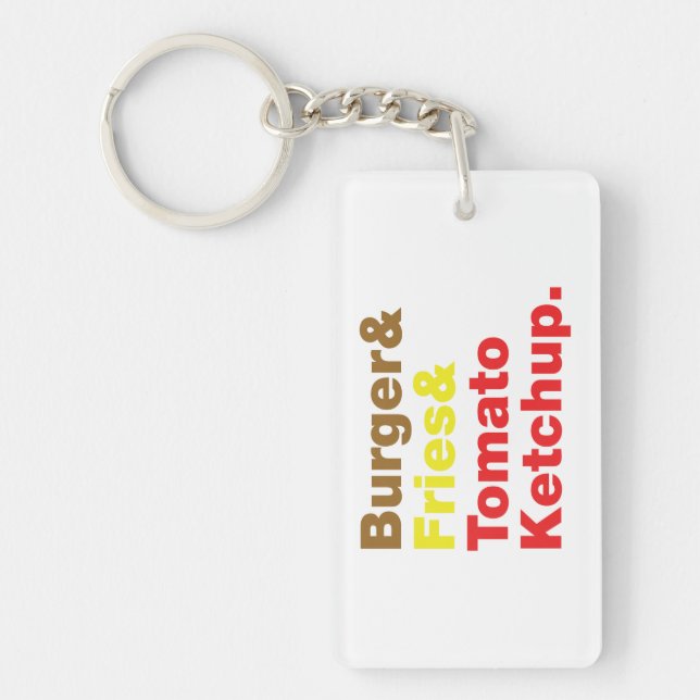 Burger & Fries & Tomato Ketchup. Key Ring (Front)