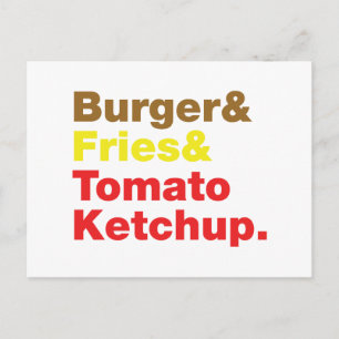Burger & Fries & Tomato Ketchup. Postcard