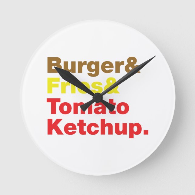 Burger & Fries & Tomato Ketchup. Round Clock (Front)