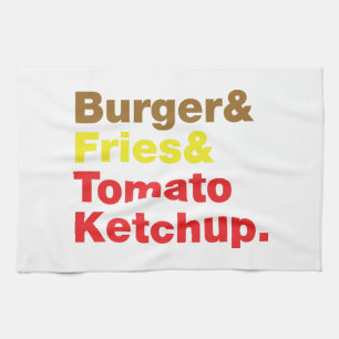 Burger & Fries & Tomato Ketchup. Tea Towel